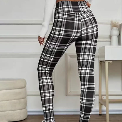 Women's Fleece-Lined High-Waisted Plaid Leggings