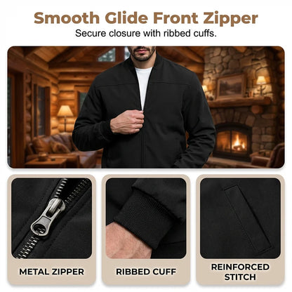 Men's Textured Zip-Up Bomber Jacket