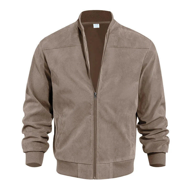 Men's Textured Zip-Up Bomber Jacket