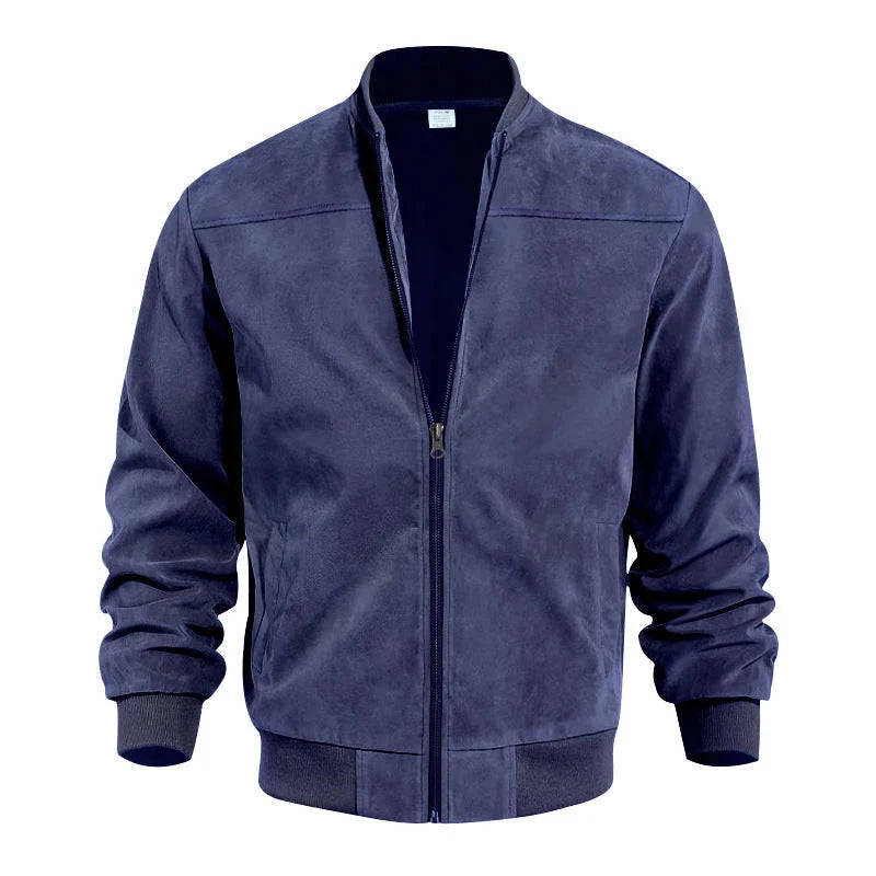 Men's Textured Zip-Up Bomber Jacket