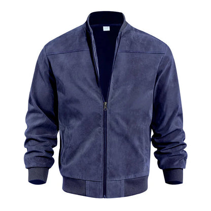 Men's Textured Zip-Up Bomber Jacket