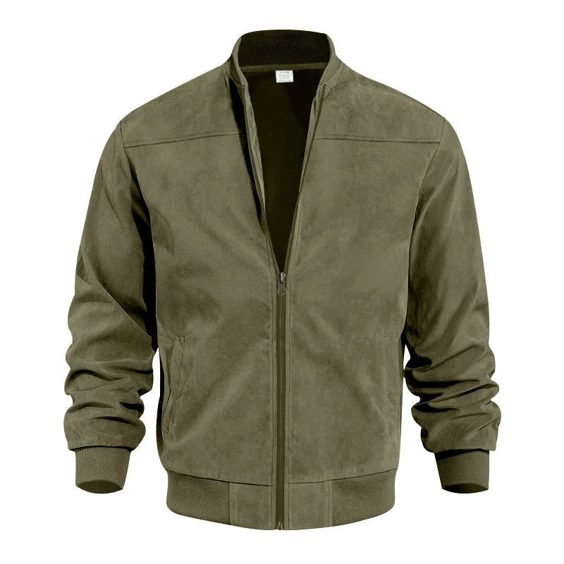 Men's Textured Zip-Up Bomber Jacket