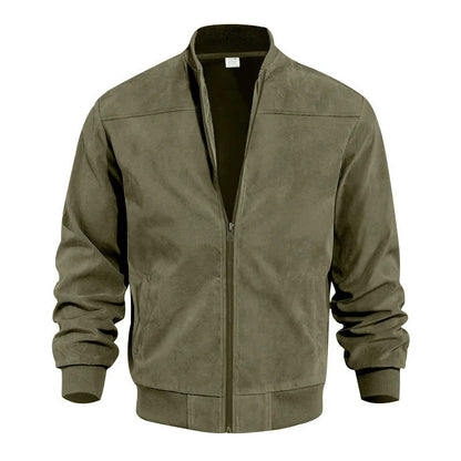 Men's Textured Zip-Up Bomber Jacket