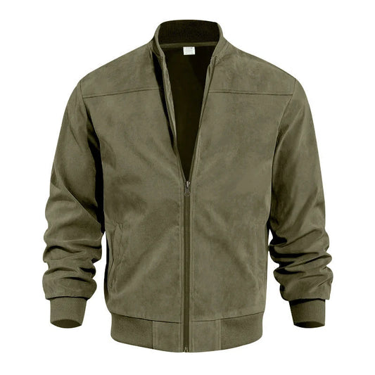 Men's Textured Zip-Up Bomber Jacket
