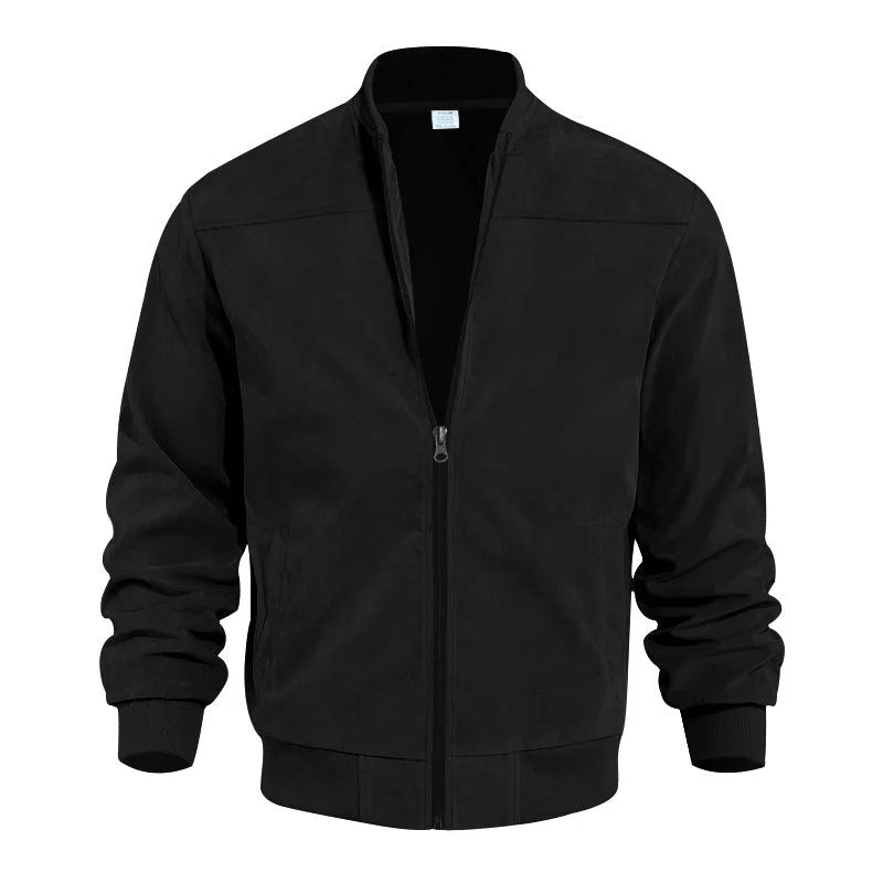 Men's Textured Zip-Up Bomber Jacket