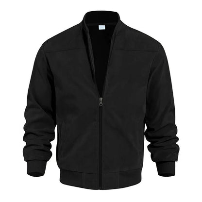 Men's Textured Zip-Up Bomber Jacket