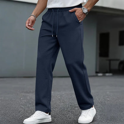 Men's Textured Drawstring Straight Leg Trousers