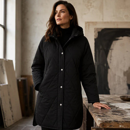 Women's Diamond Quilted Hooded Coat