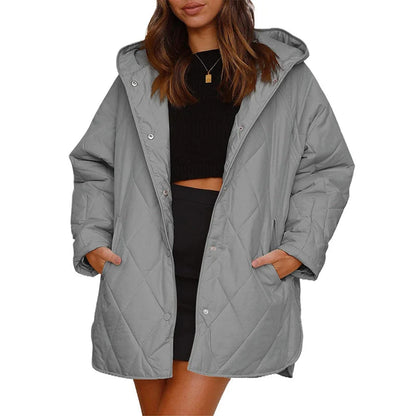 Women's Diamond Quilted Hooded Coat