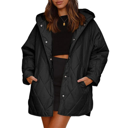 Women's Diamond Quilted Hooded Coat