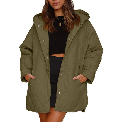 Women's Diamond Quilted Hooded Coat