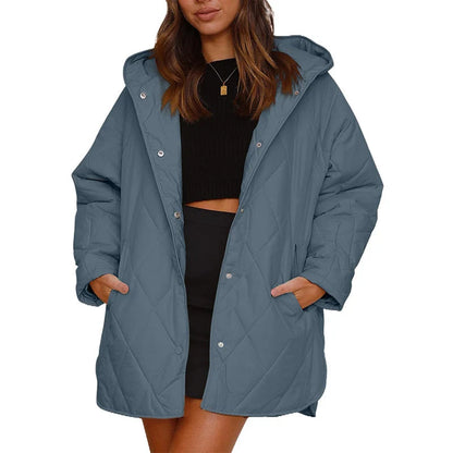 Women's Diamond Quilted Hooded Coat