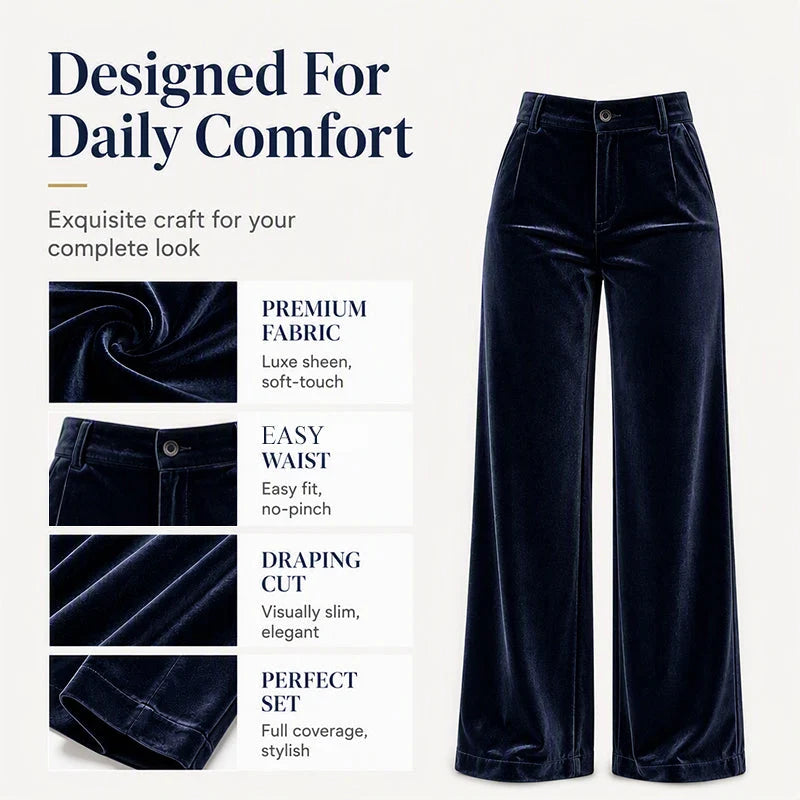 Women's Velvet Wide Leg Trousers