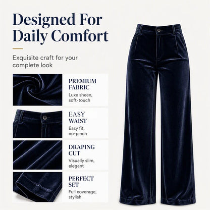 Women's Velvet Wide Leg Trousers