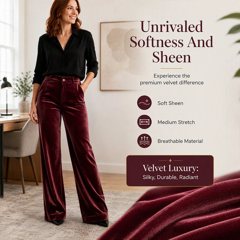 Women's Velvet Wide Leg Trousers