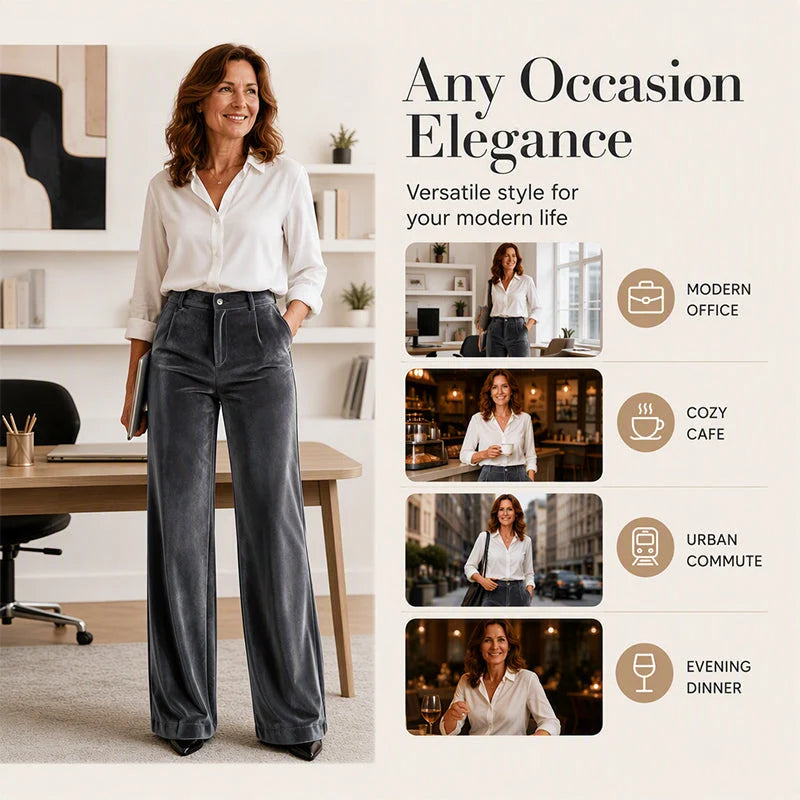 Women's Velvet Wide Leg Trousers
