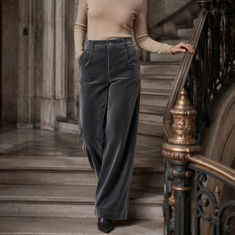 Women's Velvet Wide Leg Trousers