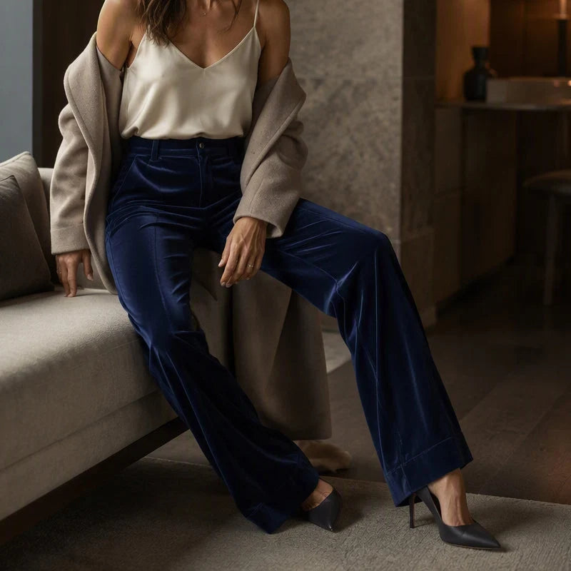 Women's Velvet Wide Leg Trousers