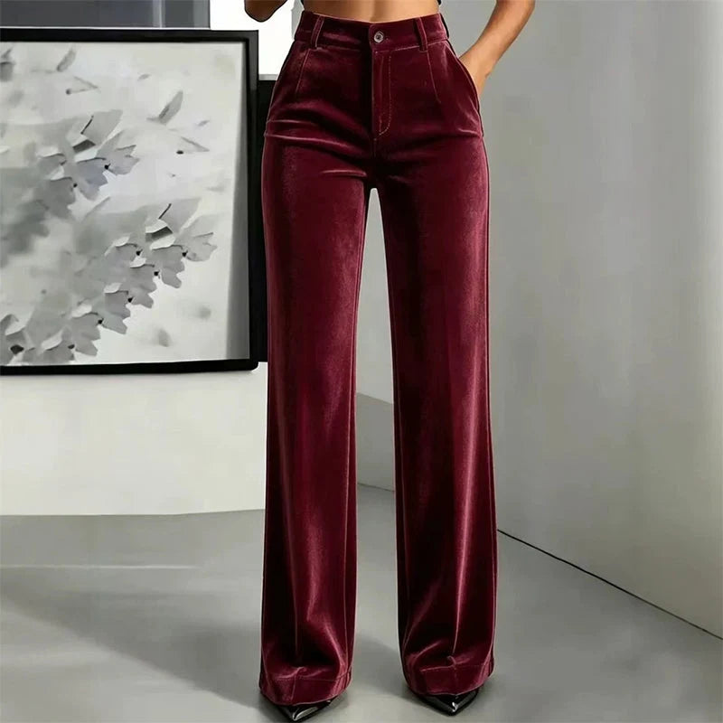 Women's Velvet Wide Leg Trousers