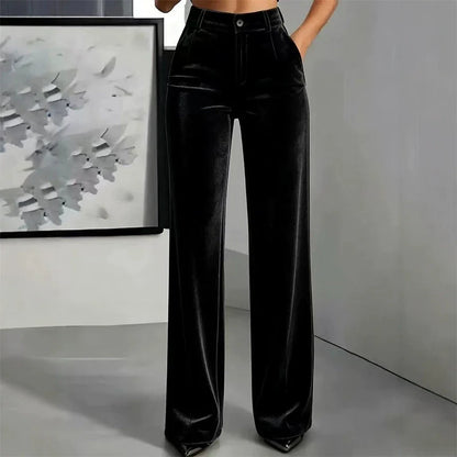 Women's Velvet Wide Leg Trousers