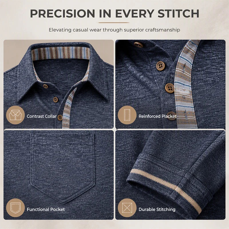 Men's Contrast Detail Long Sleeve Shirt