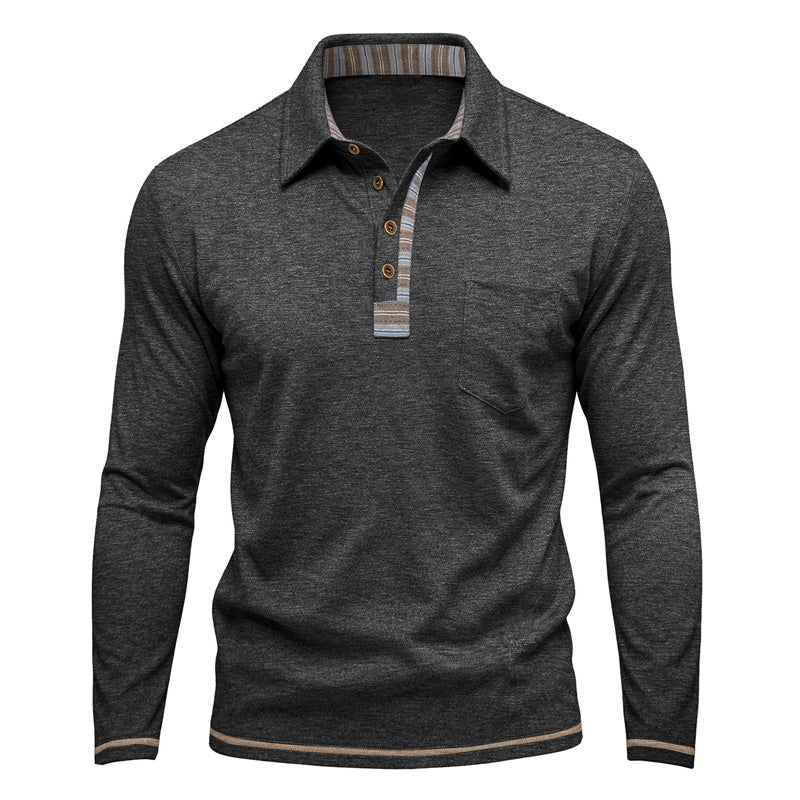 Men's Contrast Detail Long Sleeve Shirt
