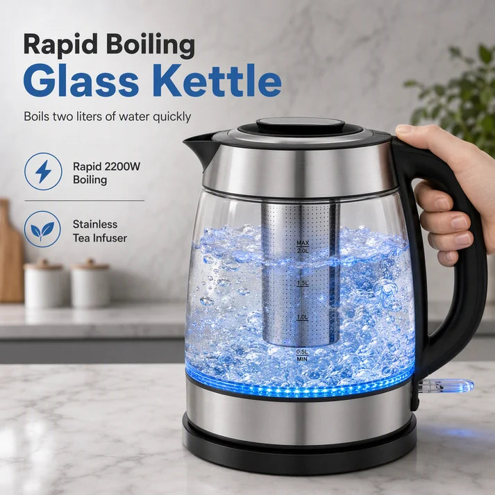 2L Glass Electric Kettle with Tea Infuser