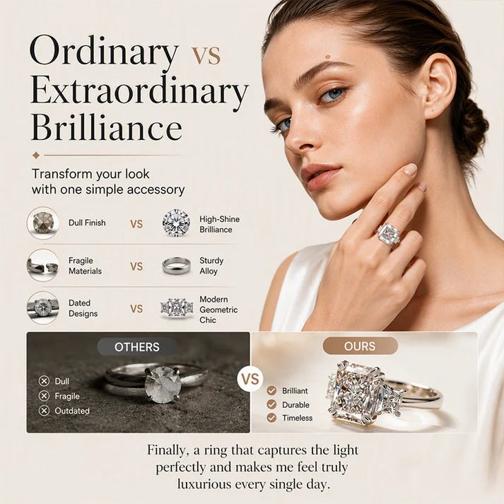 Women's Square-Cut Zircon Statement Ring