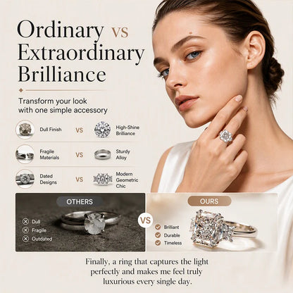 Women's Square-Cut Zircon Statement Ring