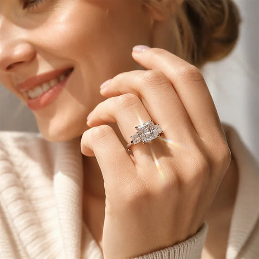 Women's Square-Cut Zircon Statement Ring