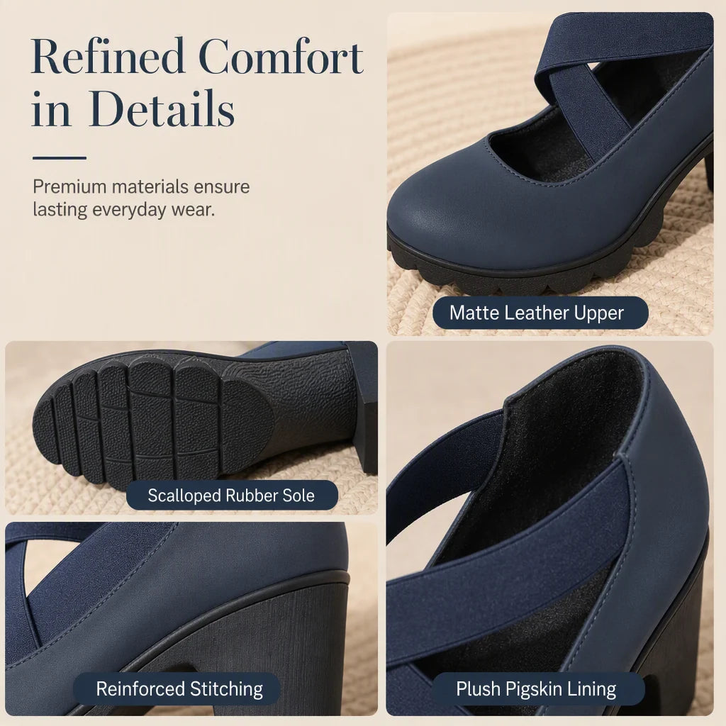 Women's Cross Strap Chunky Heel Shoes