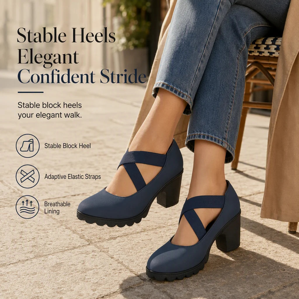 Women's Cross Strap Chunky Heel Shoes