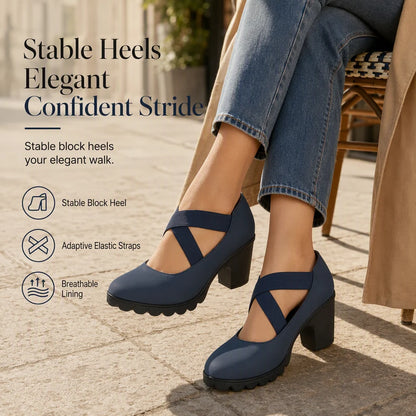 Women's Cross Strap Chunky Heel Shoes