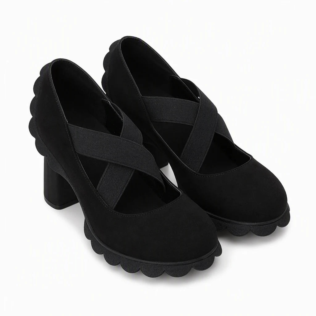 Women's Cross Strap Chunky Heel Shoes