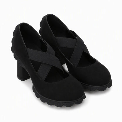 Women's Cross Strap Chunky Heel Shoes
