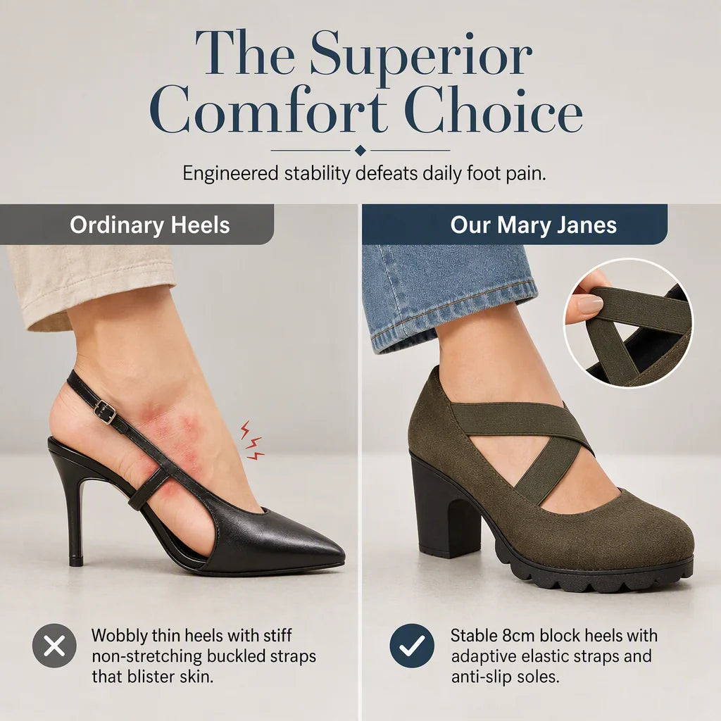Women's Cross Strap Chunky Heel Shoes