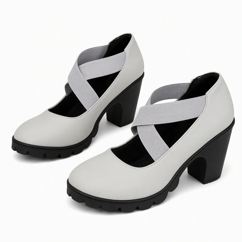 Women's Cross Strap Chunky Heel Shoes