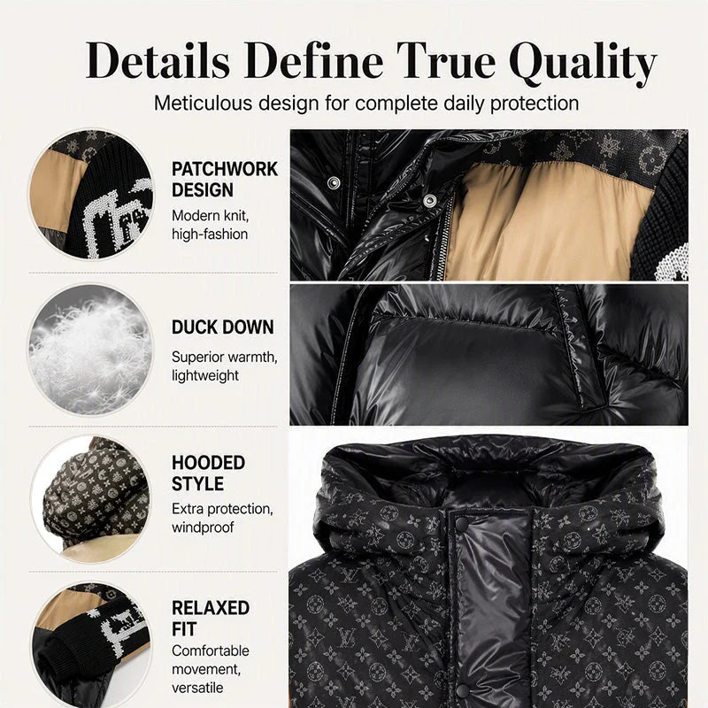 Women's Patchwork Knit-Sleeve Puffer Jacket