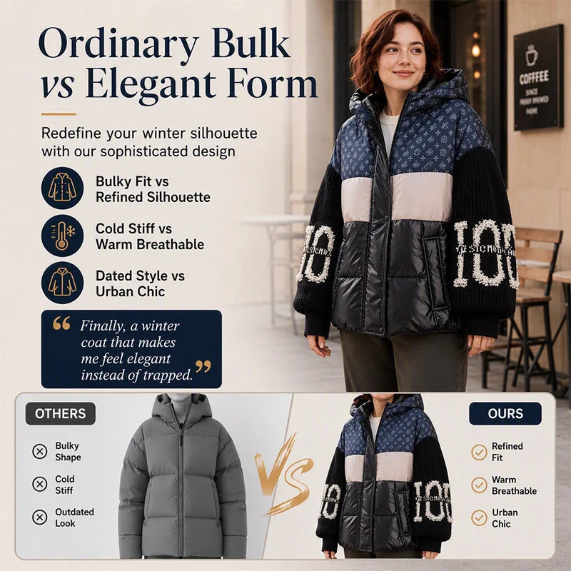 Women's Patchwork Knit-Sleeve Puffer Jacket