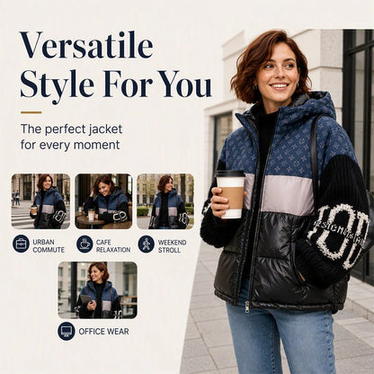 Women's Patchwork Knit-Sleeve Puffer Jacket