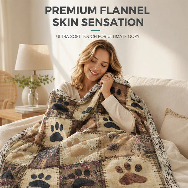 Paw Print Cosy Flannel Blanket