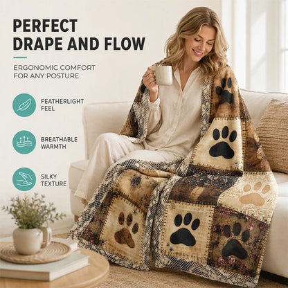 Paw Print Cosy Flannel Blanket