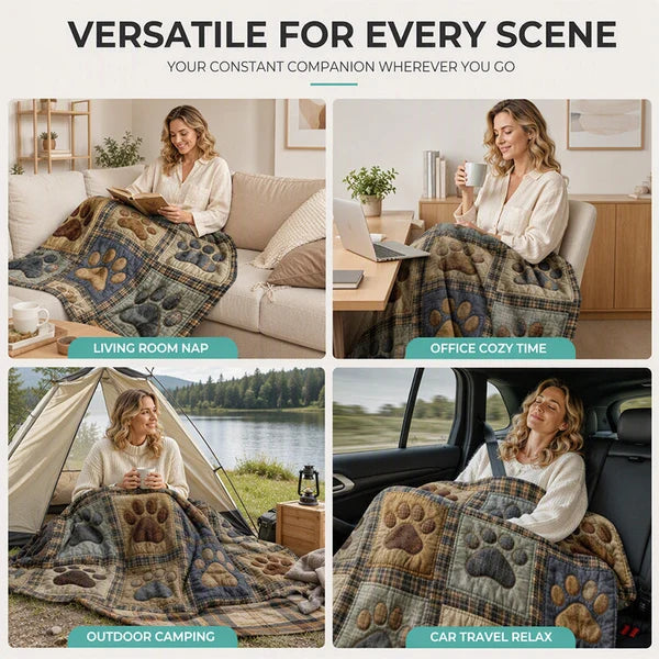 Paw Print Cosy Flannel Blanket