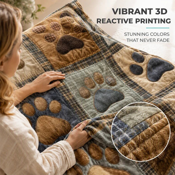 Paw Print Cosy Flannel Blanket