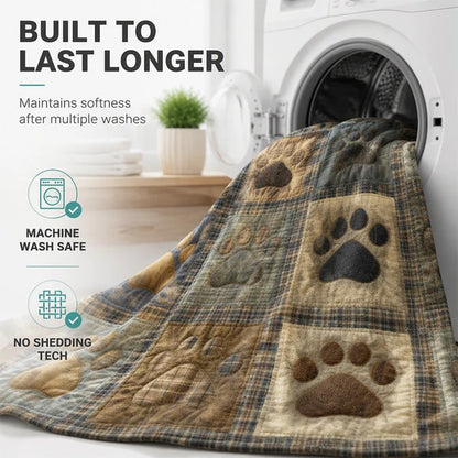 Paw Print Cosy Flannel Blanket