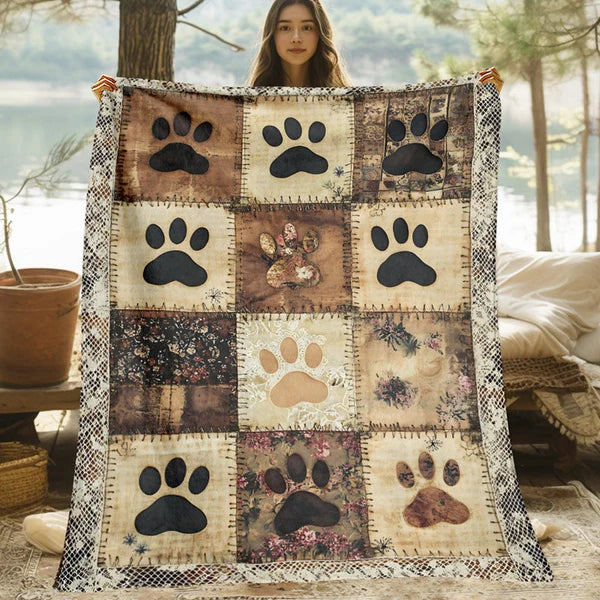 Paw Print Cosy Flannel Blanket