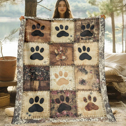 Paw Print Cosy Flannel Blanket