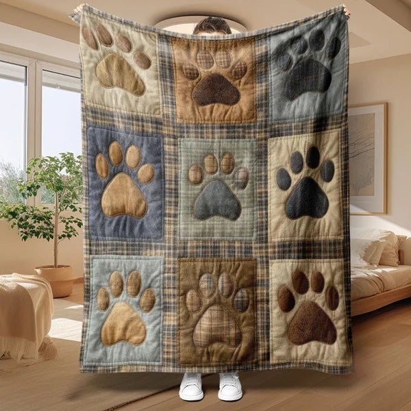 Paw Print Cosy Flannel Blanket