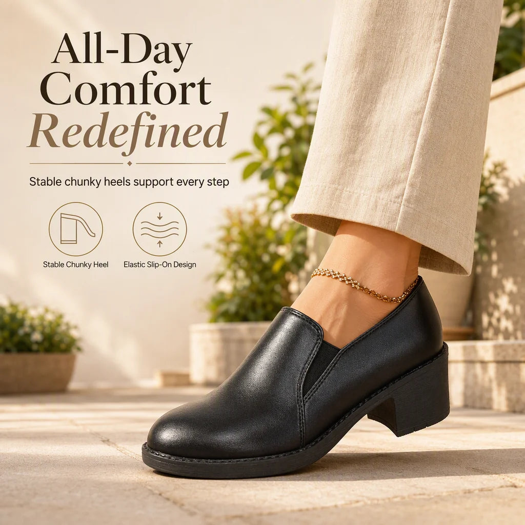 Women's Retro Block Heel Slip-On Shoes