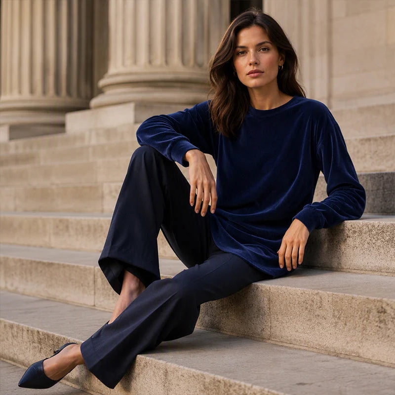 Women's Soft Velour Long-Sleeve Tunic